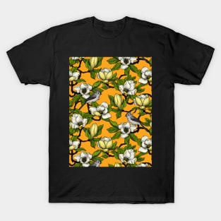 Blooming magnolia and titmouse bird 3 T-Shirt